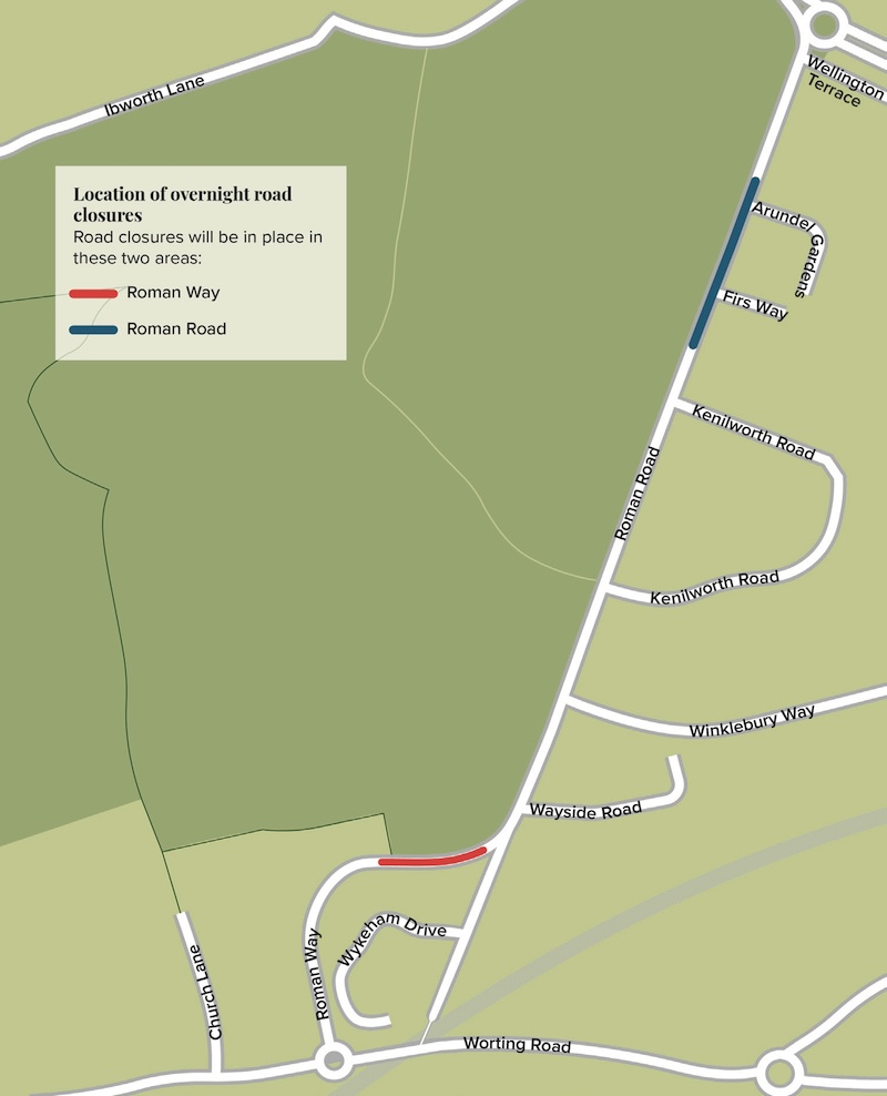 Map of overnight closure